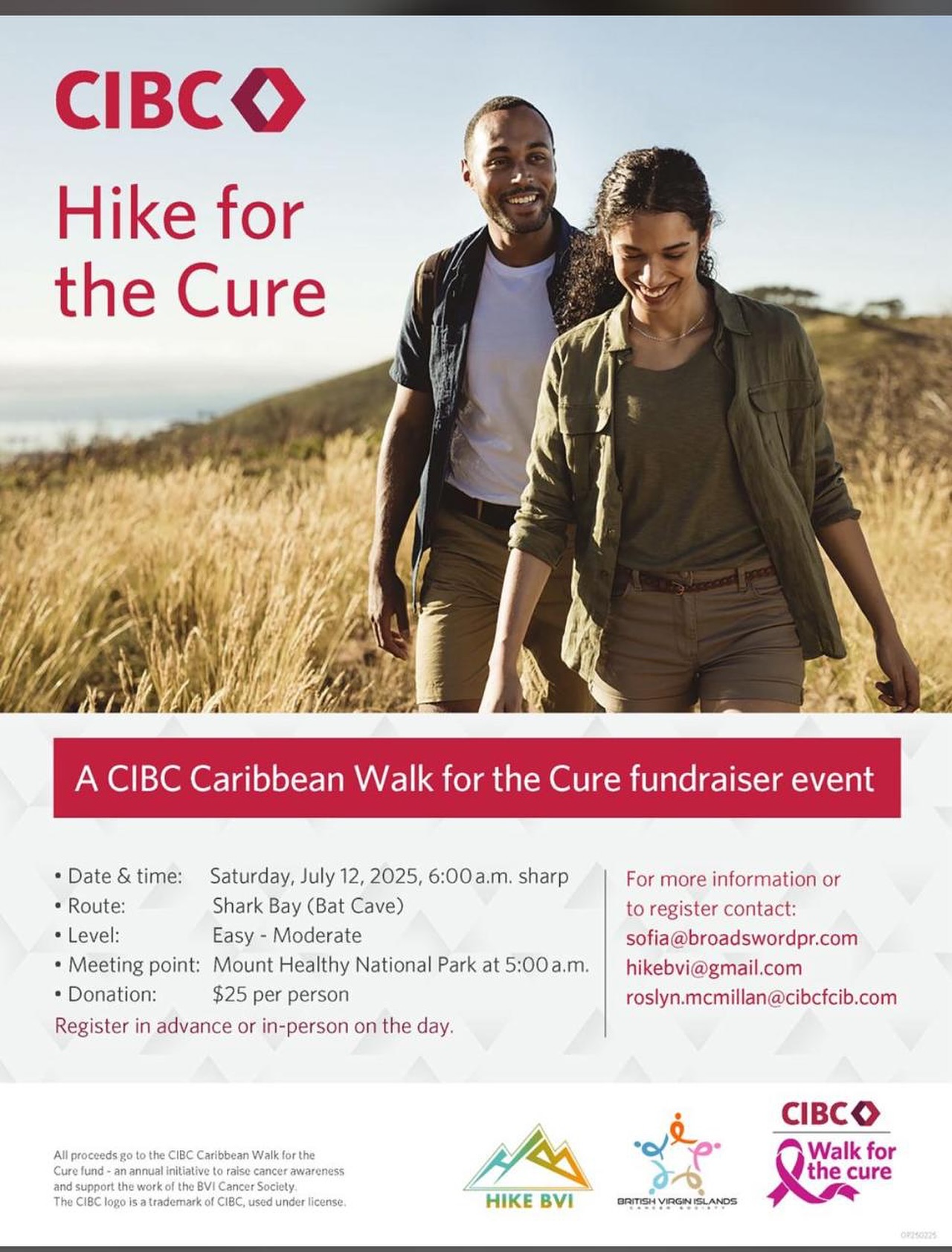 Join Us For The 3rd Annual Hike For The Cure!! 100% Donated To Cancer Society 🌸🌸🌸🌸🌸 CIBC x HikeBVI